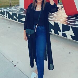 Women’s Express Black Long Sheer Duster Dress